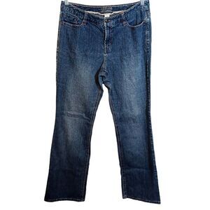 Women's Sonoma Relaxed Fit Jeans Dark Wash Size 14 Embroidered Pockets EUC